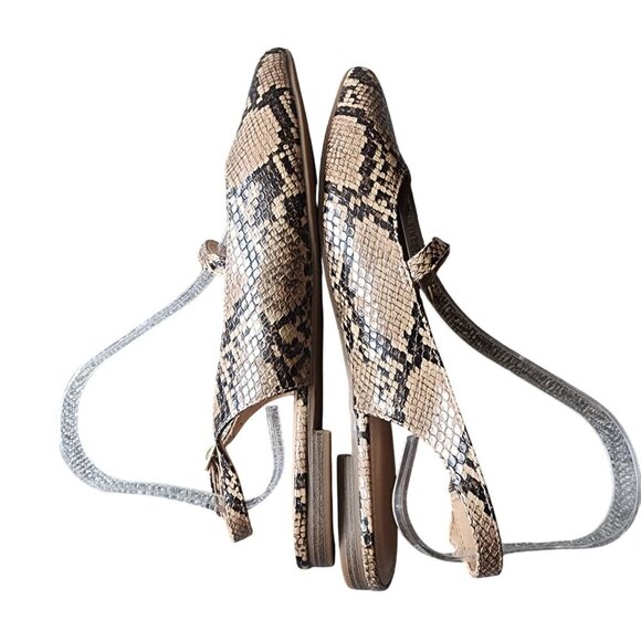 NEW Slingback Mary Jane Flats Brown Snake Women's 9 - Picture 7 of 15